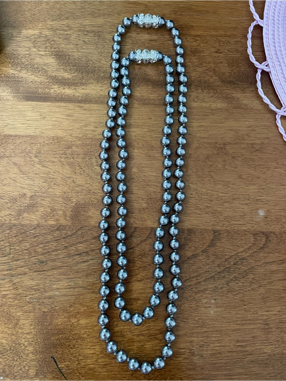 Nolan Miller Faux Gray Pearl Necklace- Double Strand